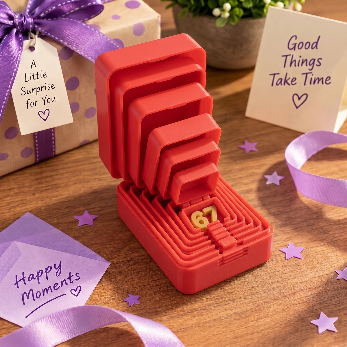 🎁 6-Layer Nesting Prank Gift Box | Pick Your Surprise: Middle Finger, Spider or Number 67