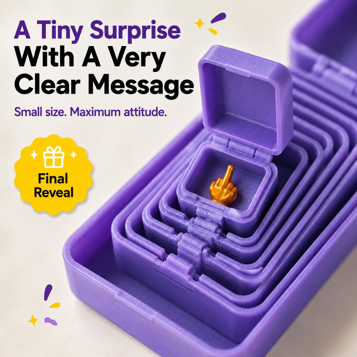 🎁 6-Layer Nesting Prank Gift Box | Pick Your Surprise: Middle Finger, Spider or Number 67