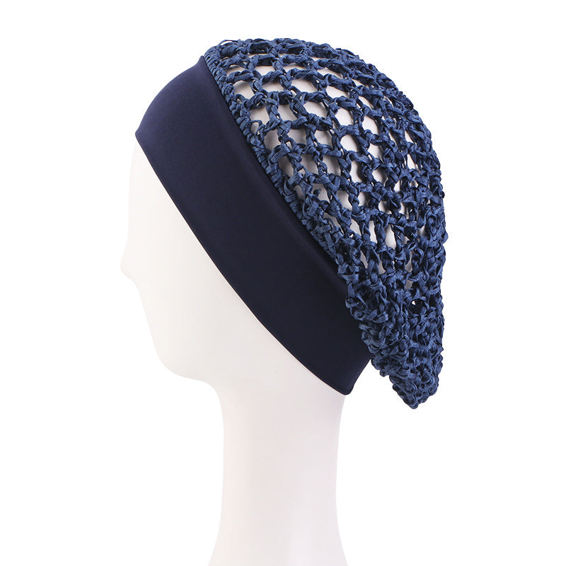🧢Solid Color Wide Band Crochet Hair Net Cap