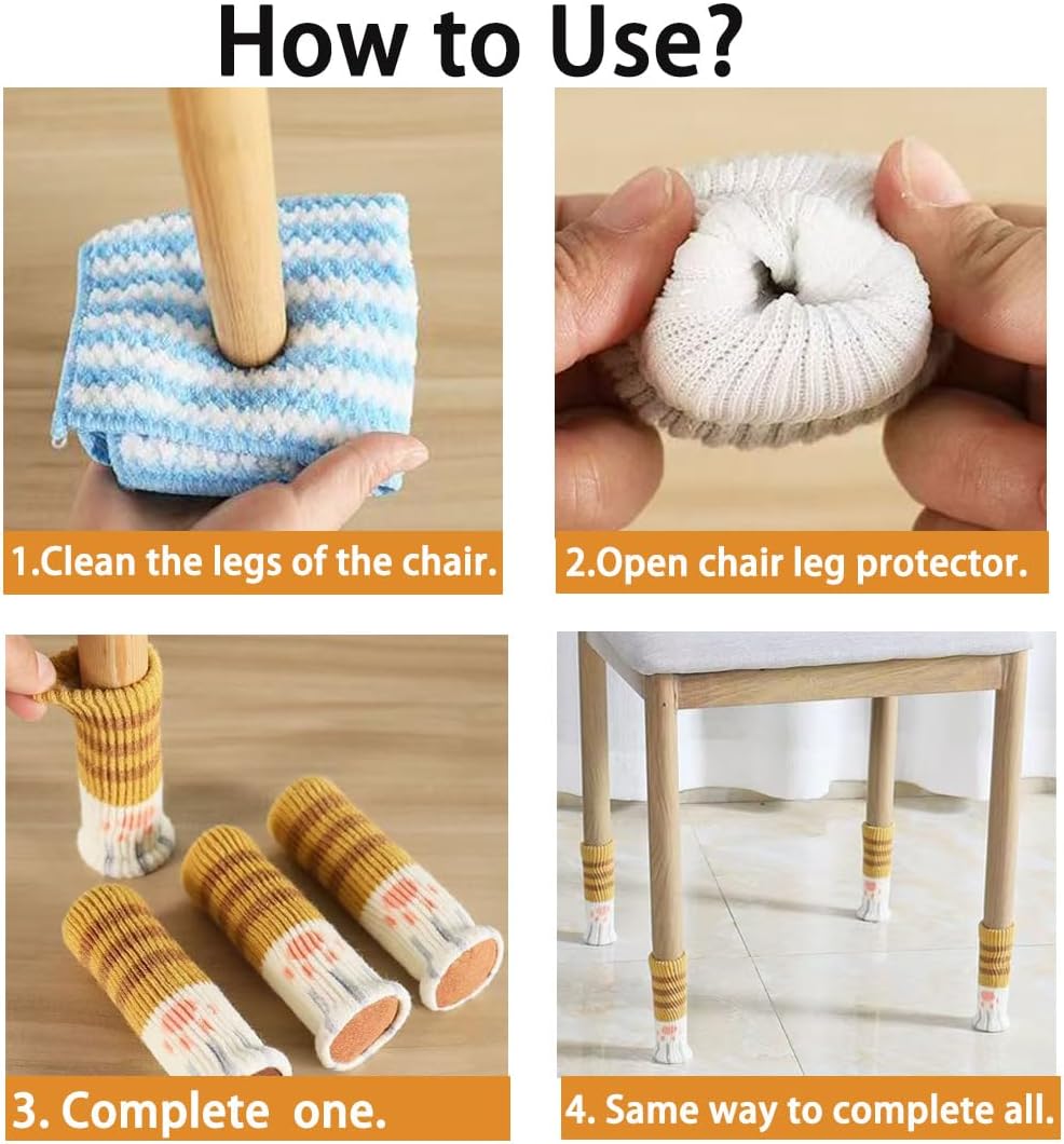 🐱Padded chair leg covers: Table and chair leg pads for cat paws
