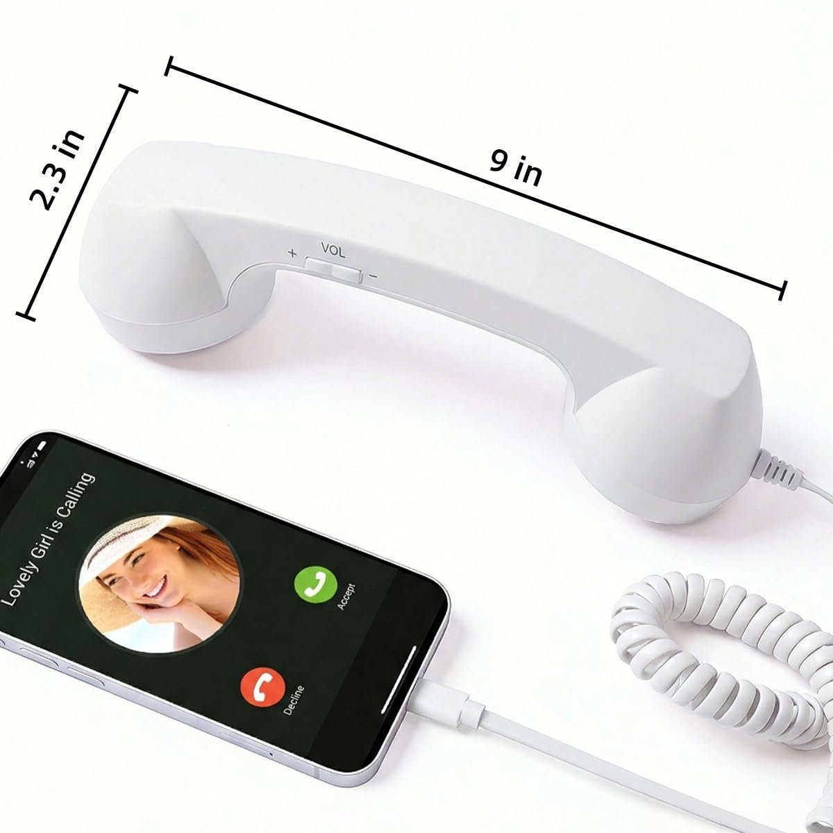Retro Phone Handset for iPhone & Android | Vintage Type-C Wired Phone Receiver with Mic & Volume Control
