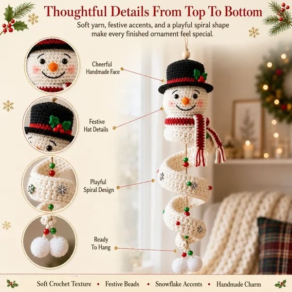 ☃️Last day of the 50% discount – Get started on crocheting a spiral-shaped snowman
