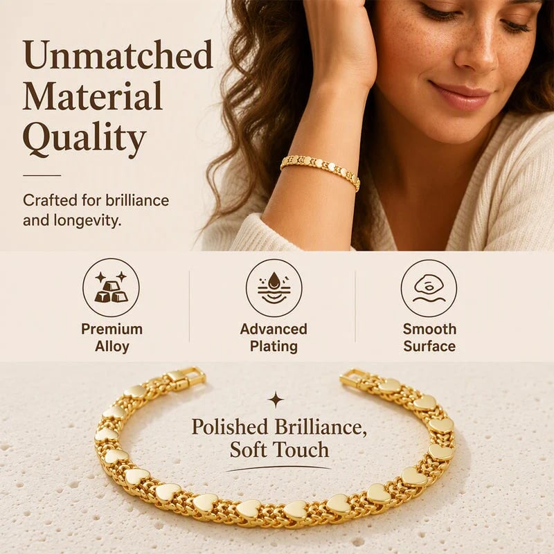 Women's Elegant Heart Link Bracelet