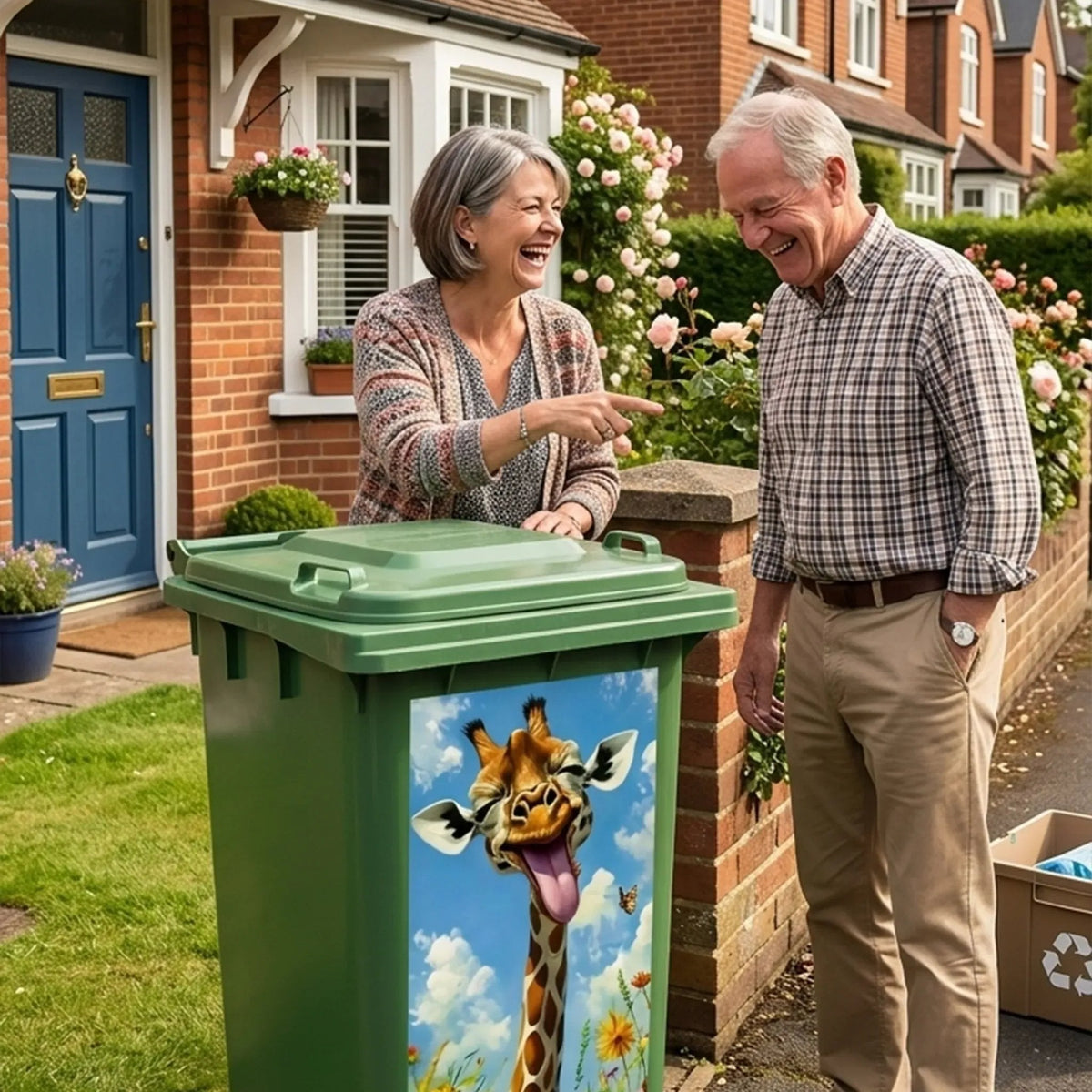🦒🐯Creative trash can sticker with colorful cartoon✨