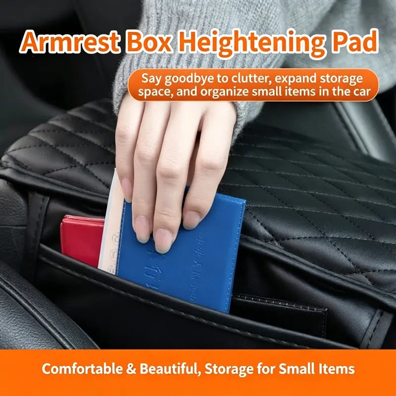 Multifunctional Car Armrest Cushion – Padded Console Cover with Built-In Storage