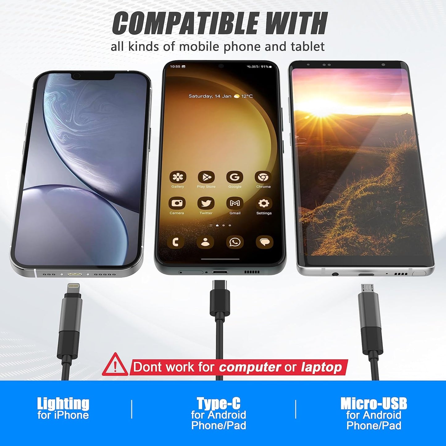 🔎Plug-and-Play endoscope camera – Compatible with Android, iPhone and iPad for direct connection