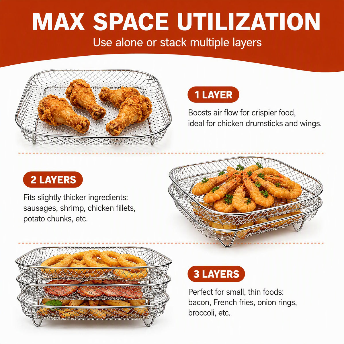 ✨Stainless Steel Stackable Air Fryer Rack