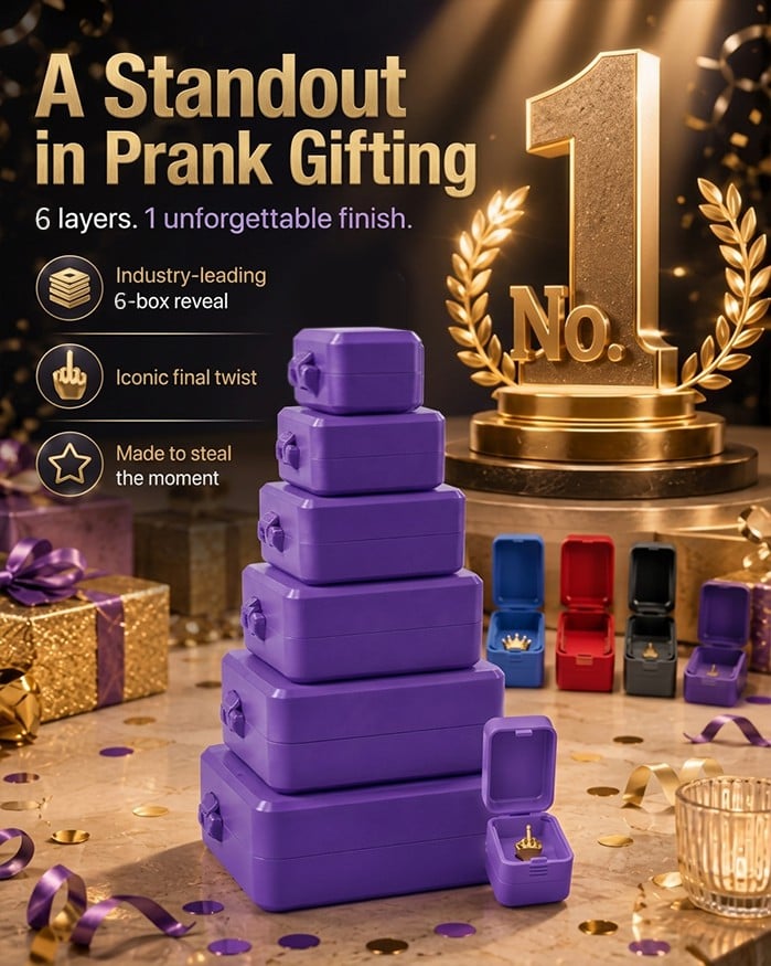 🎁 6-Layer Nesting Prank Gift Box | Pick Your Surprise: Middle Finger, Spider or Number 67
