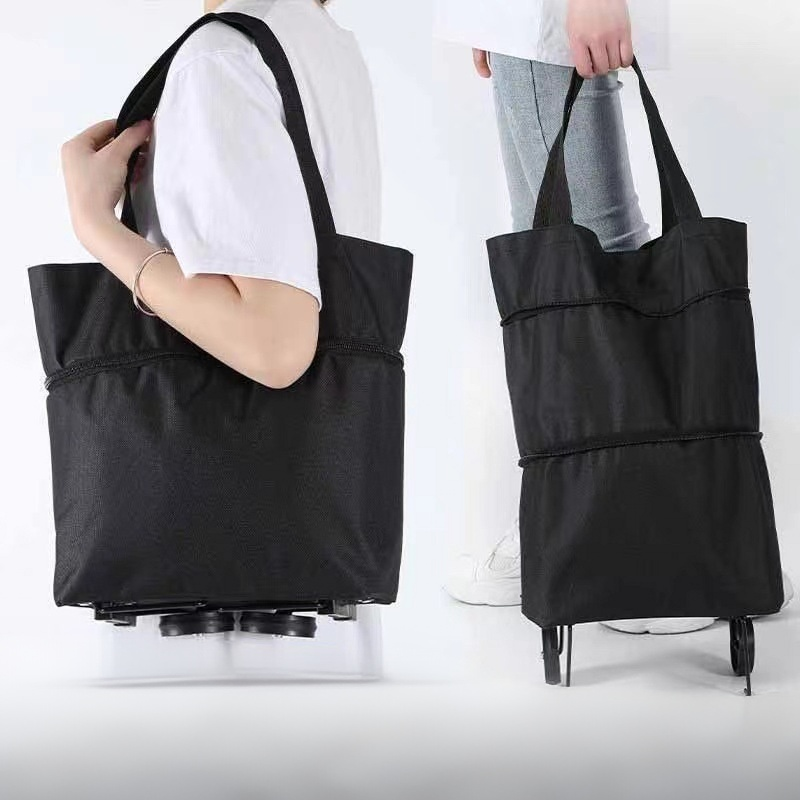Foldable shopping bag on wheels
