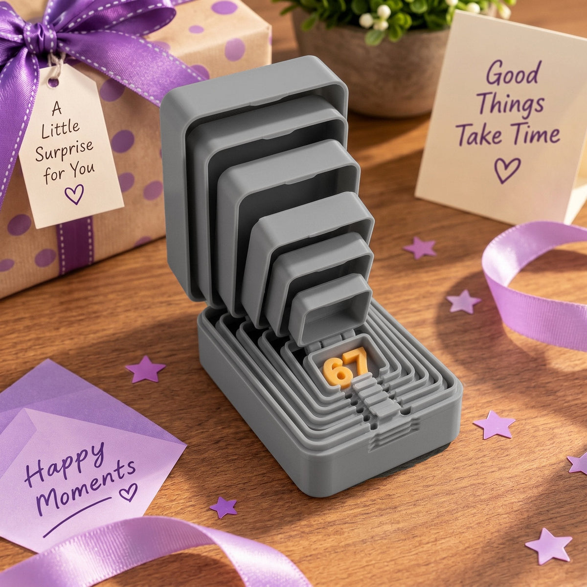 🎁 6-Layer Nesting Prank Gift Box | Pick Your Surprise: Middle Finger, Spider or Number 67