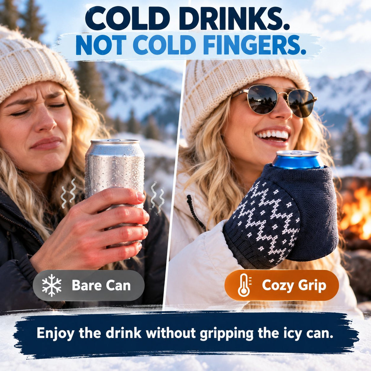 🍻Knitted Insulated Beer Can Glove Mittens – Warm Hands, Cold Drinks