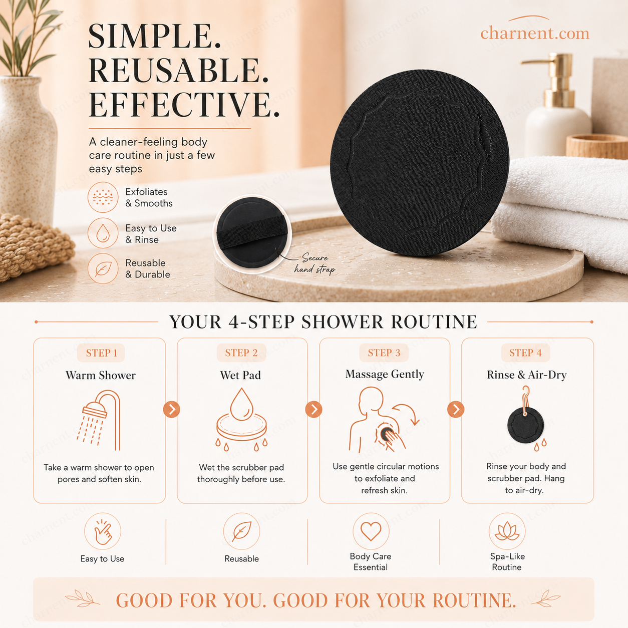 🚿🧽 Soft rubber bath brush – Gentle yet effective at removing dead skin cells and cleansing all skin types