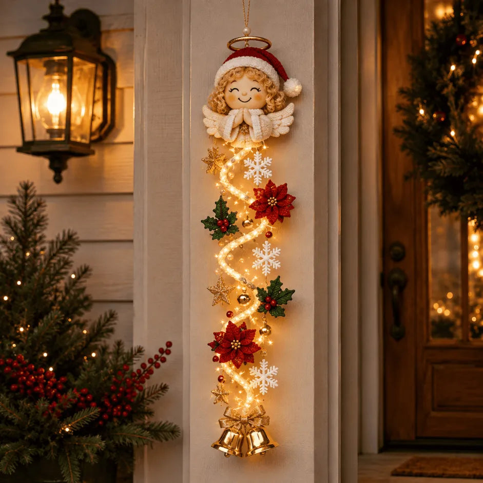 🎄🎅 Light-Up Christmas Door Hanger | 6 festive illuminated designs casting a warm glow, featuring 3D details and a space-saving vertical profile ✨