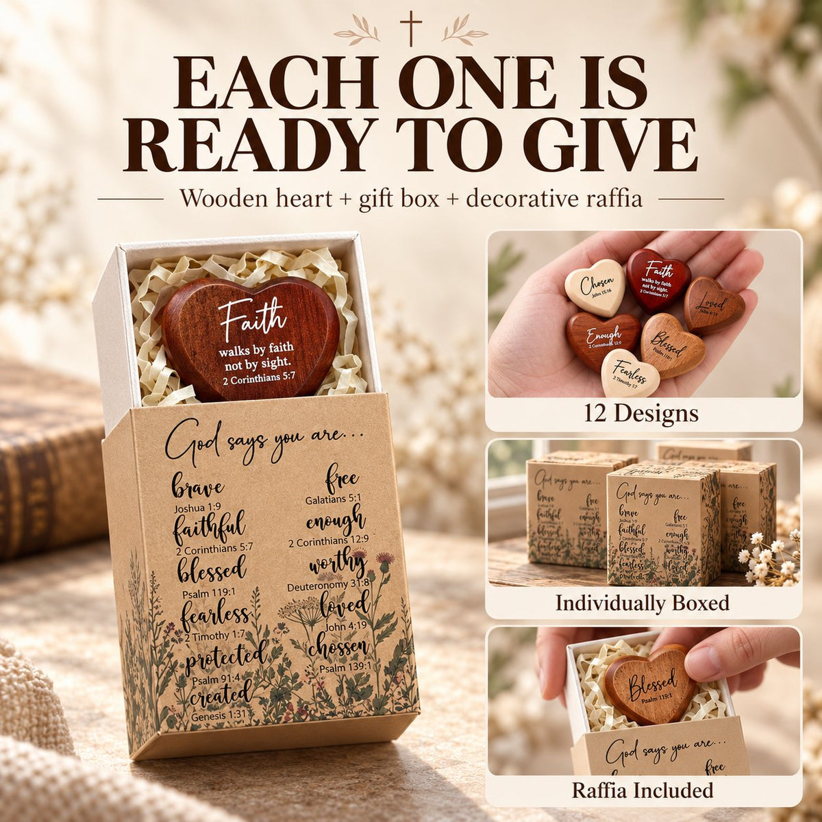 ✝️🎁 Christian gift set with heart-shaped pocket cards (pack of 12)