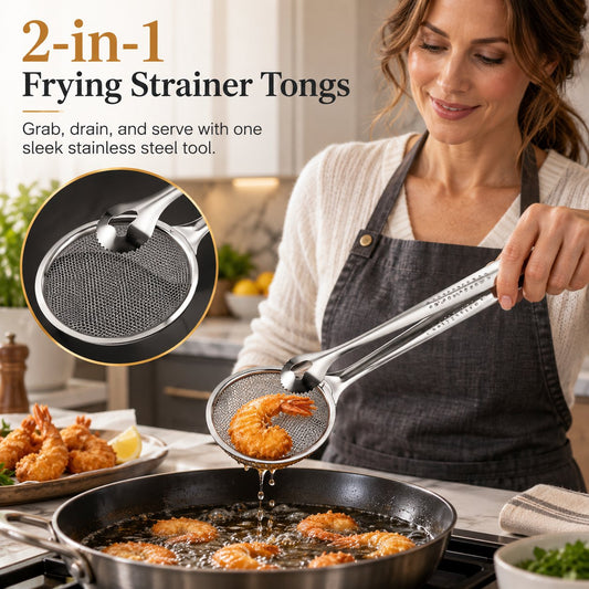 2‐in‐1 Oil‐Frying Filter Clip, Kitchen Food Strainer Tongs for Fried Food 🍳