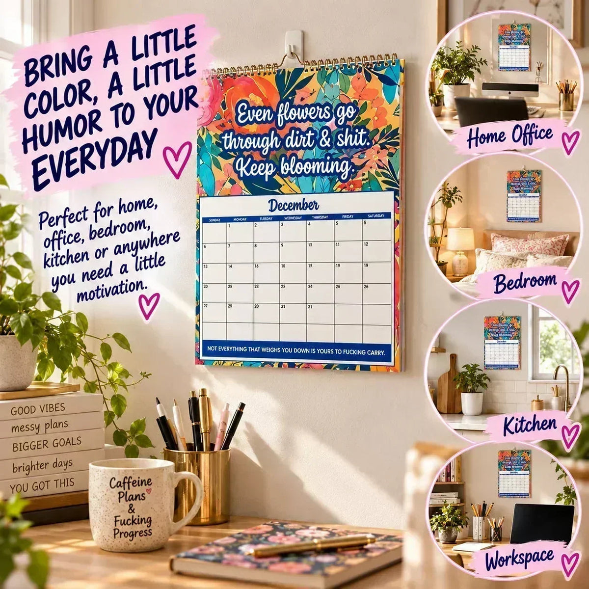 🔥🎉Over 58,000 Sold!🎁🌟2027 Sweary Wall Calendar – Hilarious & Profane Gag Gift for Friends & Stress Relief at Home