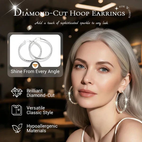 🎉BUY 1, GET 1 FREE🎁Diamond-cut hoop earrings for women – elegant and sparkling 💎
