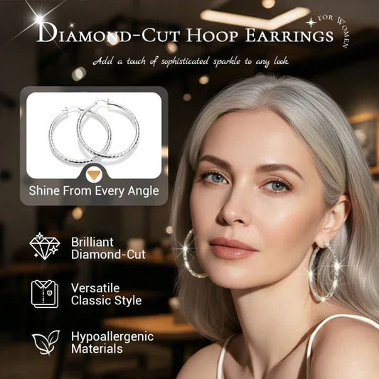 🎉BUY 1, GET 1 FREE🎁Diamond-cut hoop earrings for women – elegant and sparkling 💎