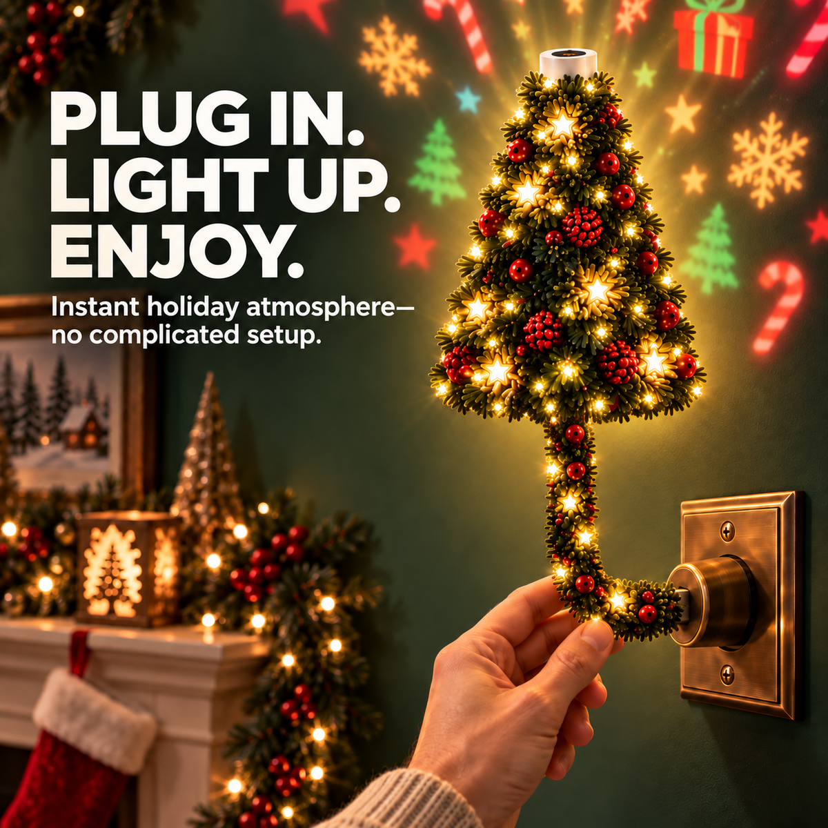 🎄Instant Holiday Room Decor- Plug-In Christmas Tree Projection Night Light