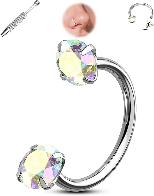 💎Horseshoe-shaped nose ring – with internal thread and comfortable fit