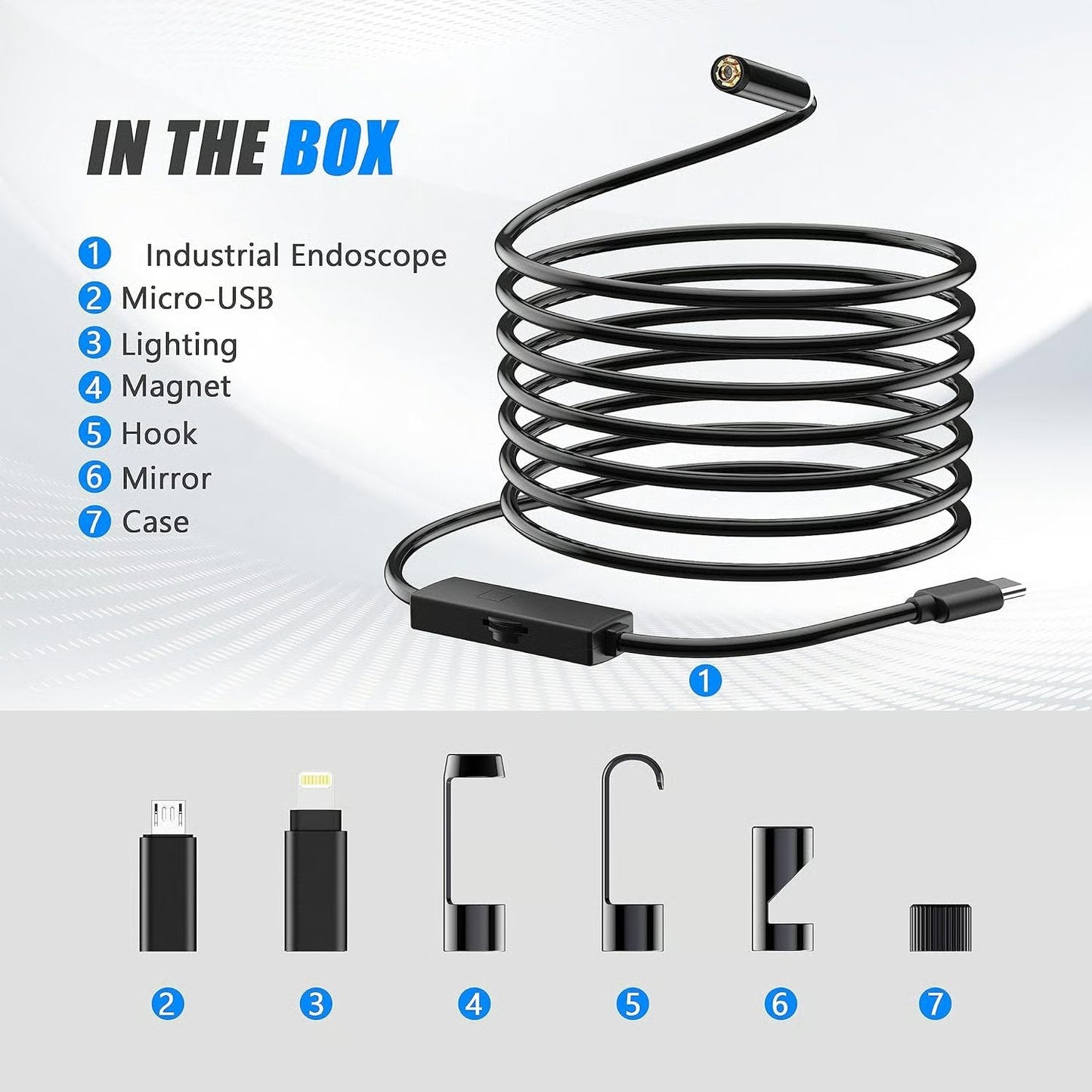 🔎Plug-and-Play endoscope camera – Compatible with Android, iPhone and iPad for direct connection