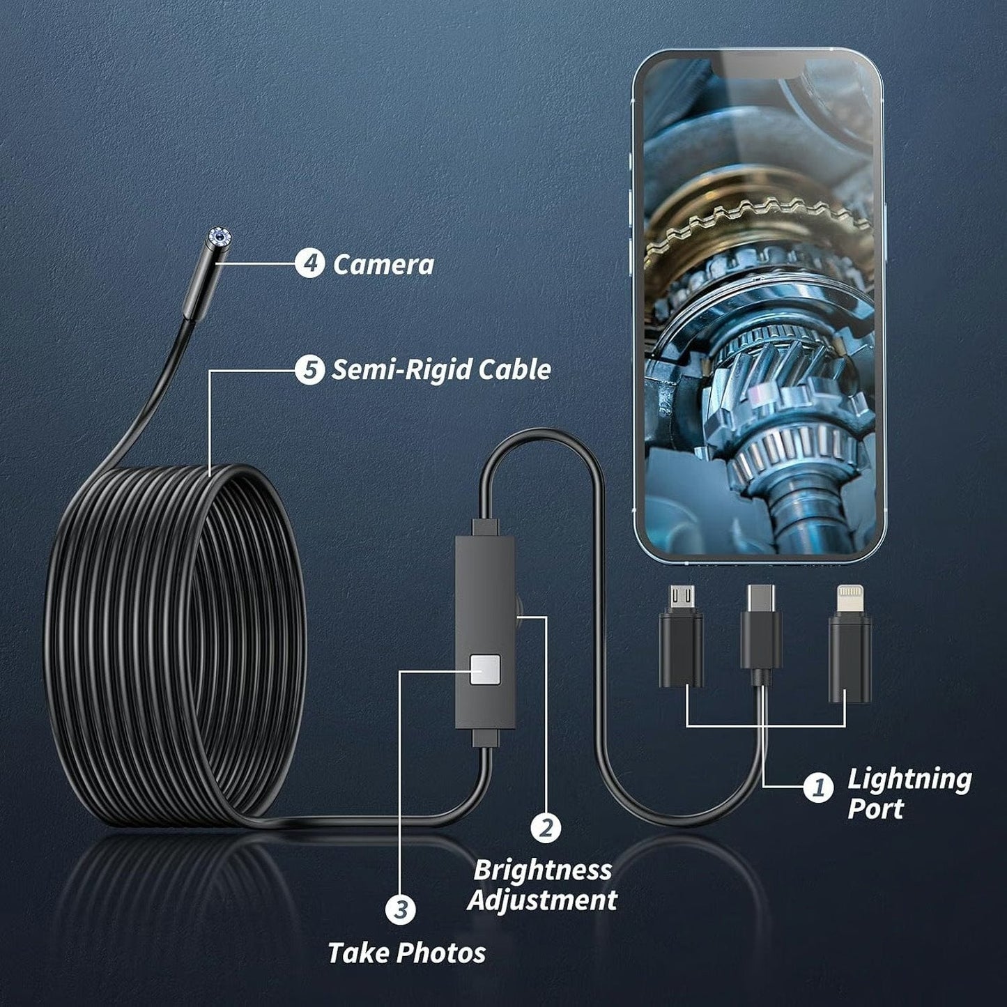 🔎Plug-and-Play endoscope camera – Compatible with Android, iPhone and iPad for direct connection
