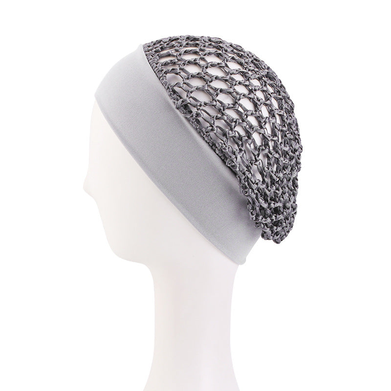 🧢Solid Color Wide Band Crochet Hair Net Cap