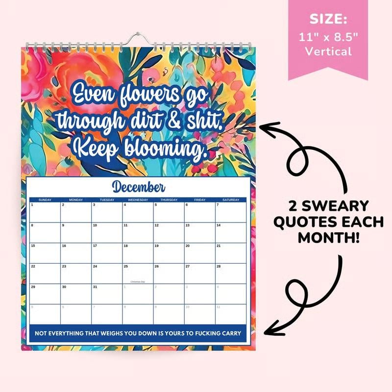 🔥🎉Over 58,000 Sold!🎁🌟2027 Sweary Wall Calendar – Hilarious & Profane Gag Gift for Friends & Stress Relief at Home