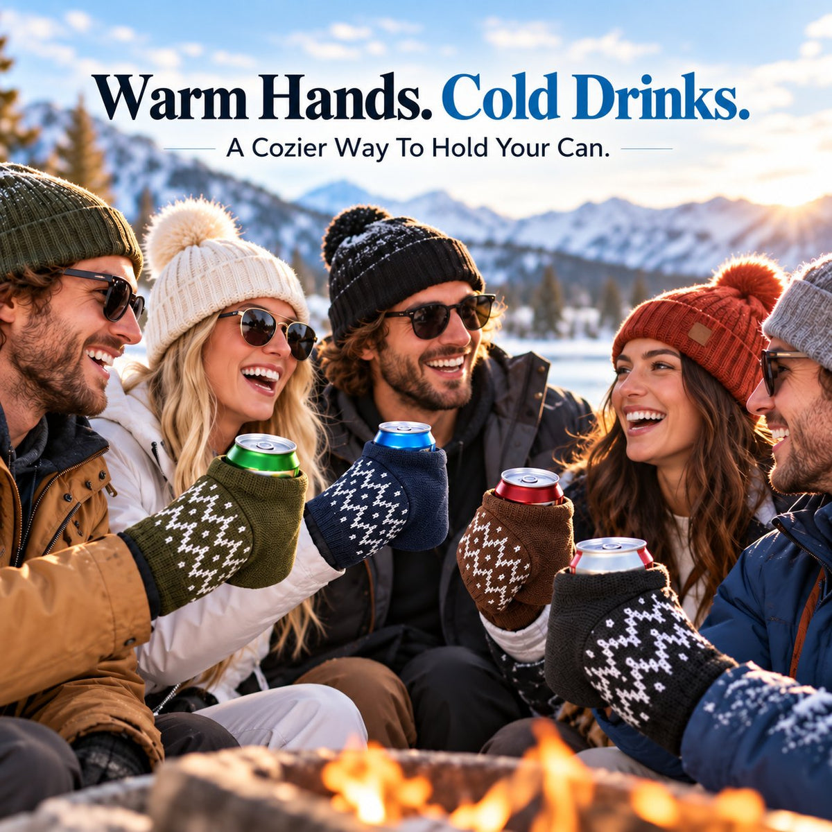 🍻Knitted Insulated Beer Can Glove Mittens – Warm Hands, Cold Drinks