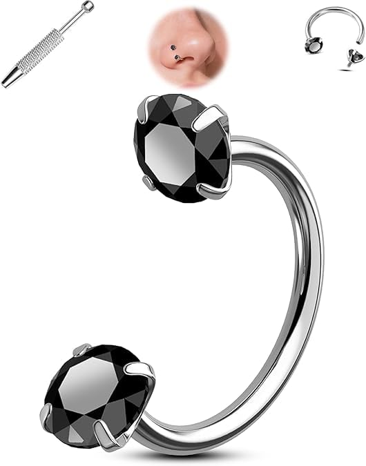 💎Horseshoe-shaped nose ring – with internal thread and comfortable fit