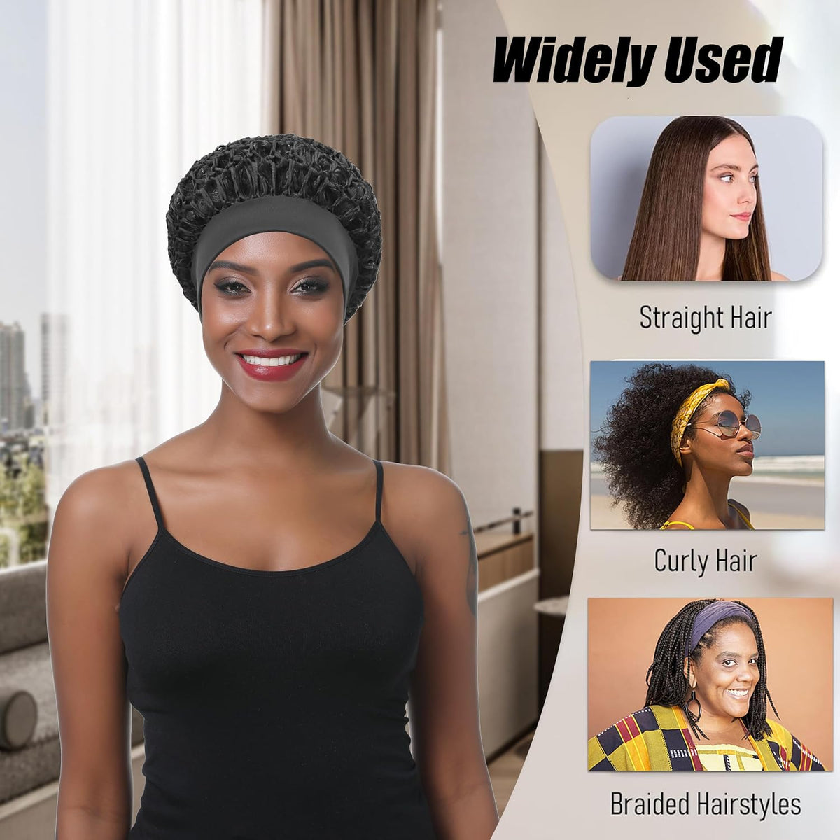 🧢Solid Color Wide Band Crochet Hair Net Cap