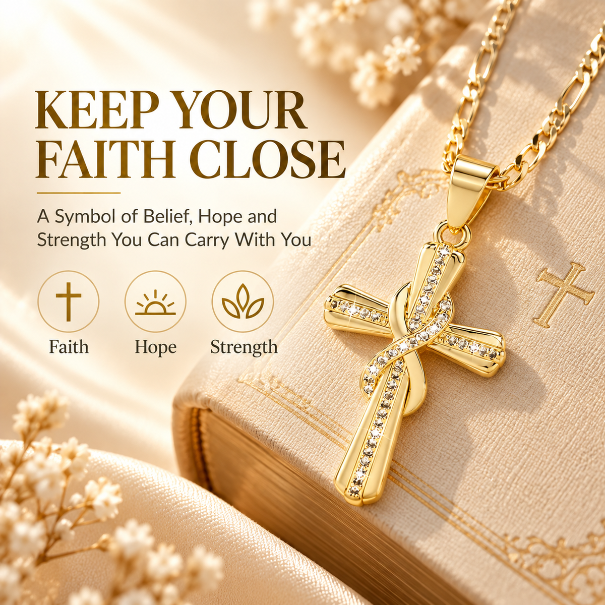 ✝️✨14K Gold-Plated Cross Pendant Necklace – Faith-Inspired Jewelry