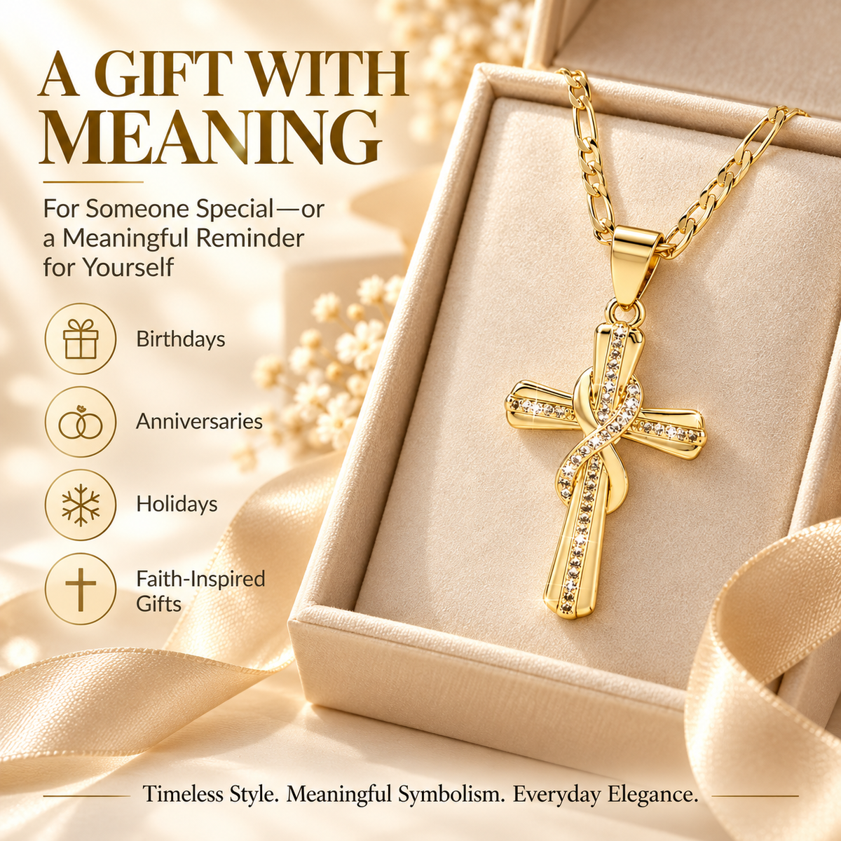 ✝️✨14K Gold-Plated Cross Pendant Necklace – Faith-Inspired Jewelry