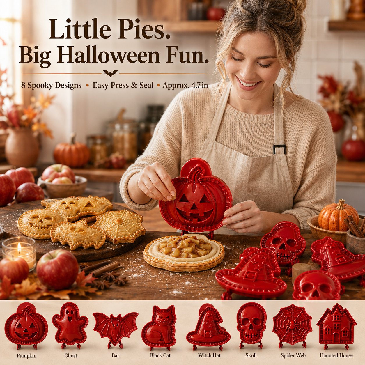 🎃 8-piece set of moulds for small Halloween tarts