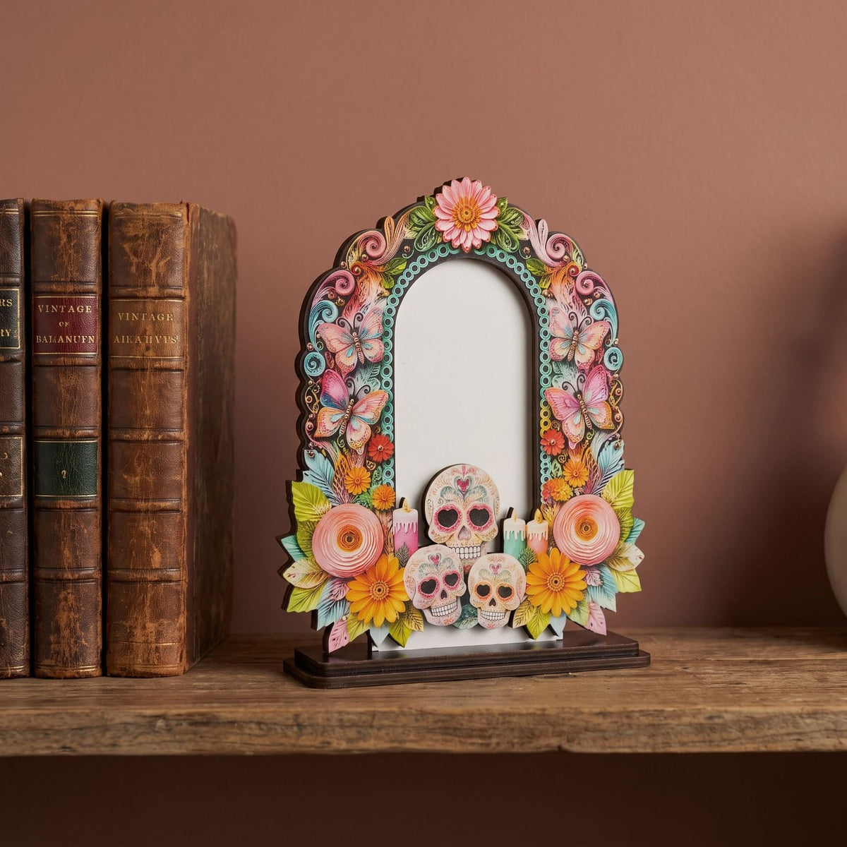 💀Day of the Dead Wooden Photo Frame - 3D Layered Altar Decoration & Gothic Memorial Gift for Loved Ones
