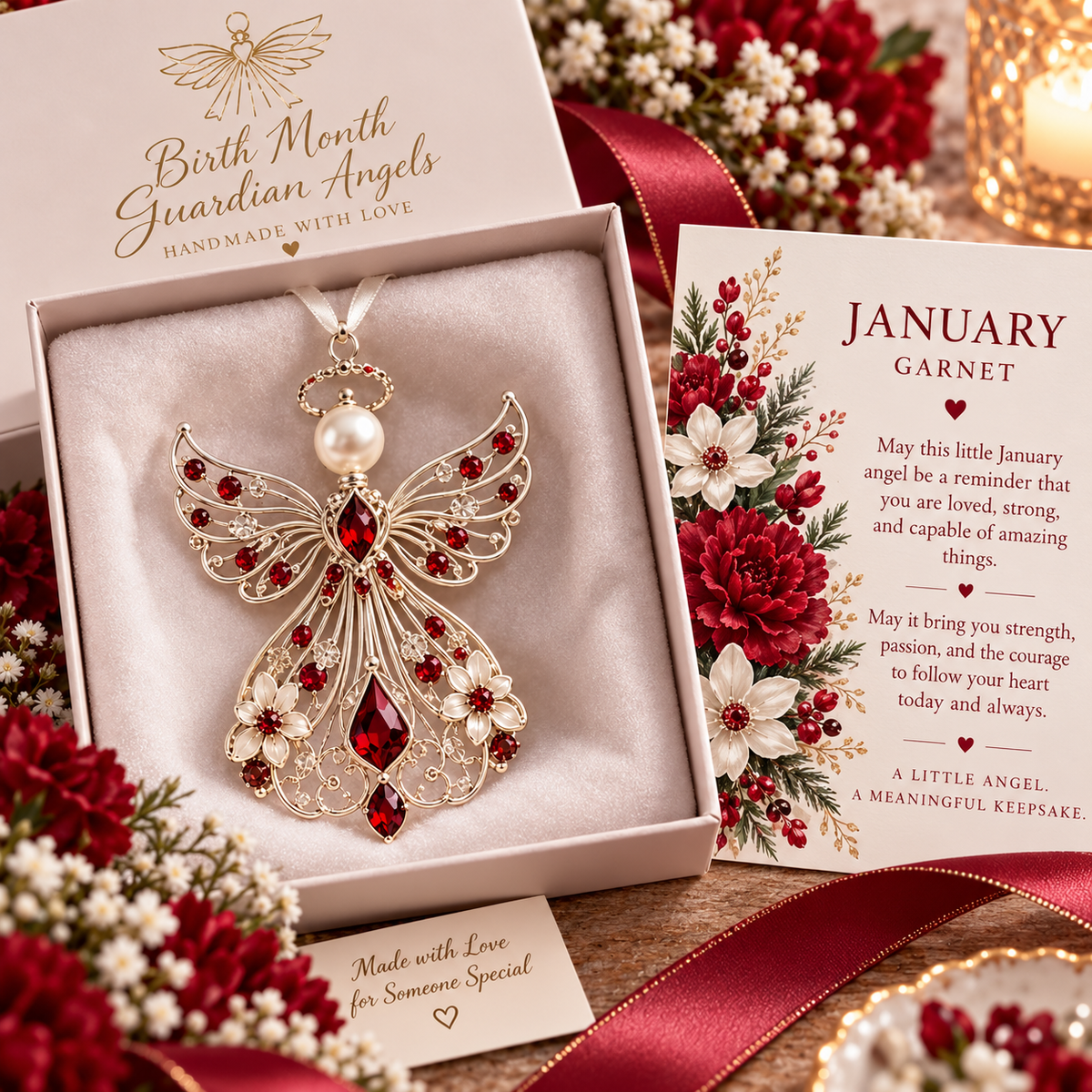🕊️ Birth Month Guardian Angel Ornament – Not Just an Angel. Their Angel. ✨💎