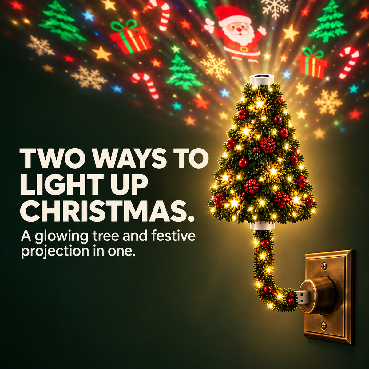 🎄Instant Holiday Room Decor- Plug-In Christmas Tree Projection Night Light