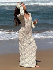 Loose Flared Sleeve V-Neck Maxi Dress