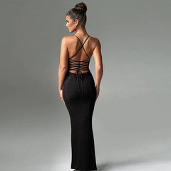 Knitting Open Back Hollow Out Maxi Dress