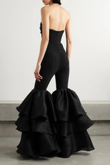 Black Bandage Strapless Jumpsuit with Flare Pant