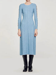 Ring Connect Hollow Out Long Sleeves Knitted Dress