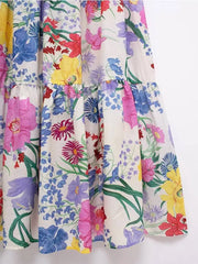 Flower Print High Waist Ankle Length Dress