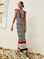 Print Fly Sleeves Ankle Length Dresses