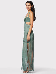 Women Spaghetti Strap Hollow Fashion Tassel Maxi Dress