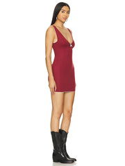 Wine Red V Neck Bow Women Summer Tank Dress