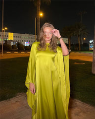 Satin Cloak Long Sleeve Loose Kaftan Dress 