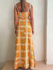  Women Printed A-line Drawstring Long Dress