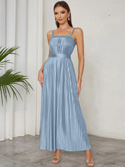  Women's Sling Sleeveless Pleated Long Dresses