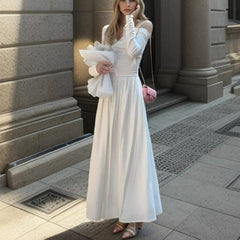 Slash Shoulder Full Sleeve Maxi Dress