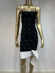 Sleeveless Diamonds Bow Tie Black Mini Dress